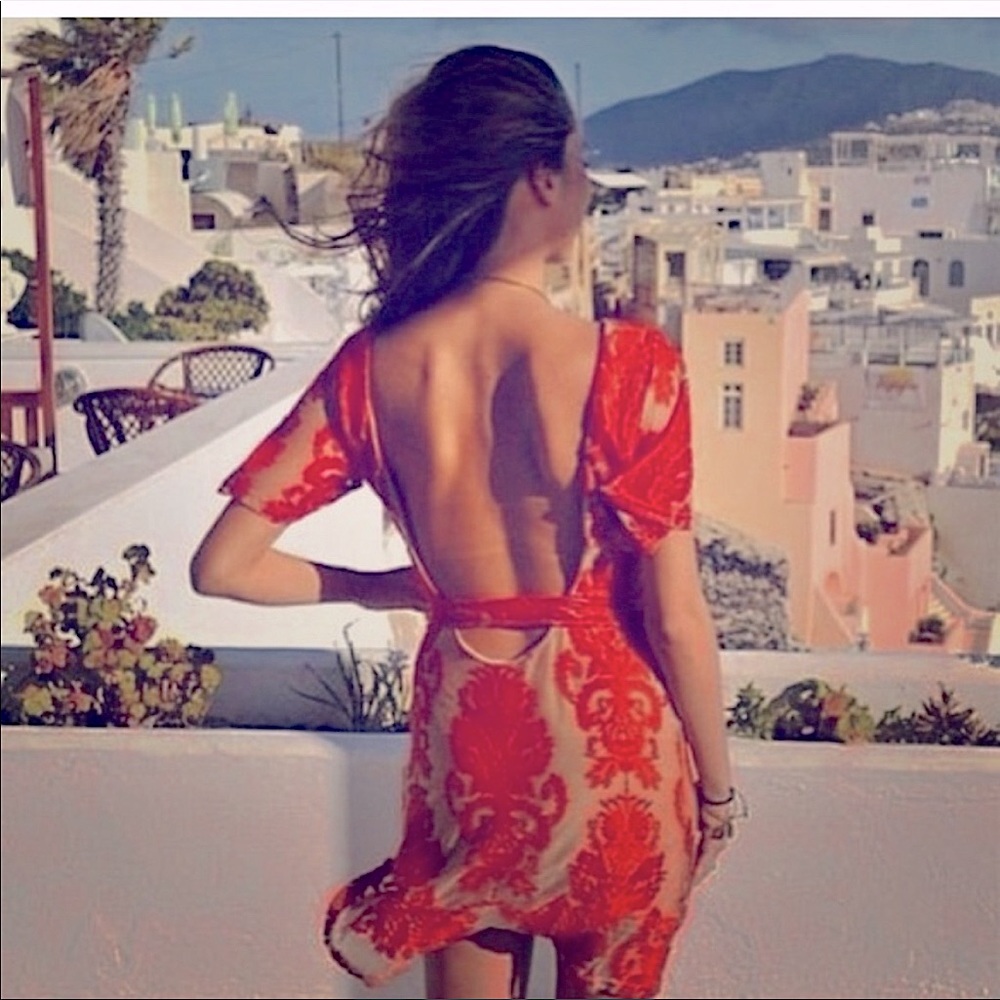 For Love & Lemons San Marcos Mini Dress (red/nude) xsmall